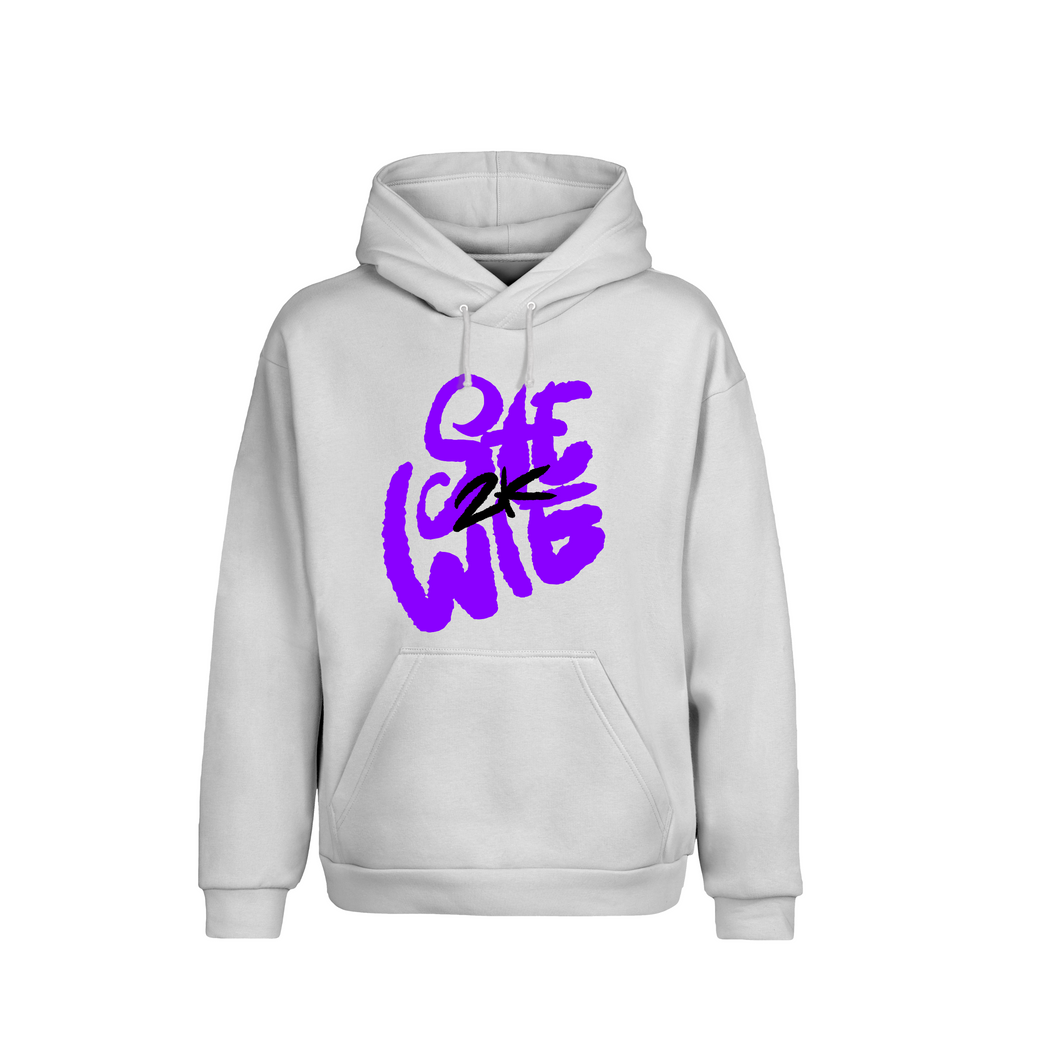 STEWIE WHITE HOODIE - Purple On White